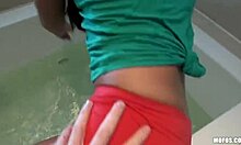 A hot brunette chick sucks cock then gets her ass fucked hard