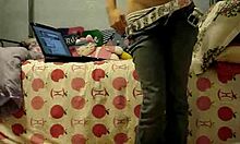 Teeny Blonde Undresses on Bed, Masturbating While Watching Online