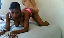 vixenish black cutie in pink thong gets doggystyle pounded