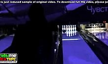 Jaunty gal with cute tat flashing her twat