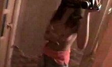 Barely legal brunette teen masturbates fingering her shaved pussy in homemade mirror setup all day