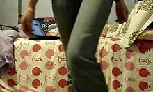 Teeny Blonde Undresses on Bed, Masturbating While Watching Online