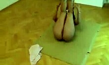 Babe In Missionary Gets Rammed Hard On Parquet, Cum On Face