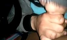 Amateur ebony cutie sucks dick in the car and swallows cum