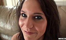 Attractive teen gets her ass rammed on the couch