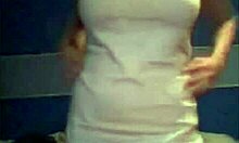 Nighttime webcam vid of horny vixen dancing and undressing her big tits 😏