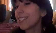 Girl With Stylish Hat Pees Between Trash Cans