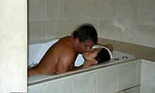 Hot amateur brunette gets a double offering of man meat