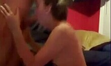 Blonde skank eagerly swallows sticky cum on webcam