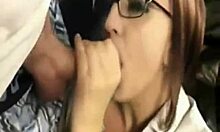 Sweetie getting fully fed with sperm during oral sex