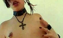 Rock chick with tattoos fantasizes about sex while fingering herself