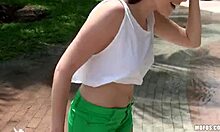 Her butt fucking debut in the hotel bed hurts more than expected