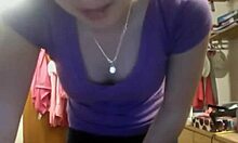 Optimistic bimbo demonstrates finger techniques in her private area.