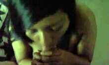 College teen 18+ chick has a unique style of sucking dick