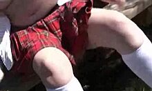 Look at redhead teasing upskirt panties!