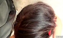 daring brunette flashes tits and sucks cock outdoor on scooter