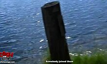 Babe Pulls Boyfriend's Hair While He Licks Her Pussy Outdoors In Nature