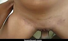 watch a perky chick posing in her blue thong