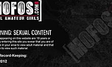 Smiling brunette opens door, ready for big cock blowjob