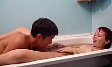 Red-haired slut screams loud while getting pounded hard in bathtub.