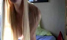 How does skinny blonde princess flaunts her natural tits and ass?