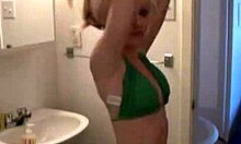 hoe with short light hair displaying her small 18+ boobs 😍