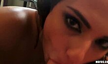 Bitches and fellas fuck wildly on leather couch