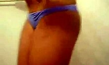 teen solo cam show exposing her abnormally hot ass in socks and miniskirt