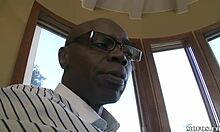 I caught hot chicks and ebony lad in brunette blowjob scene