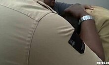 Ebony Stud Pounds Pale Blonde Chick with Pierced Shaved Pussy in Wild Interracial Action.