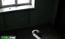 beefy fella about to bang hot bitch in bathroom