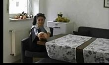 Sexy Brunette Takes Belly Cumshot