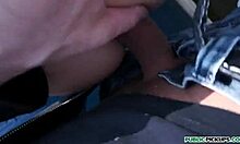 Hey there, this blonde chick flashes her perky boobs in public