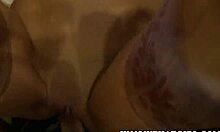 blonde glamour model slowly unbuttoned her shirt to reveal her impressive chest