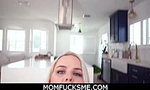 Fit cougar with bubble butt gets fingered in kitchen