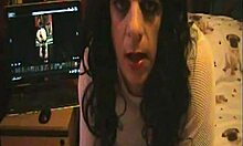 bisexual crossdressing sissy plays with cock and cums watching himself