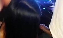 Latina prostitute sucks dick while pervert masturbates her big tits 😏