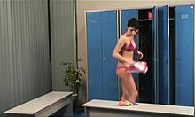 Pink Bikini Brunette Showing Her Luxurious Body