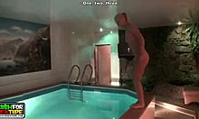 Exgf rubs clit intensely while drilled deep in public shower.