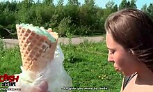 Fella takes photos of chick during outdoor activity.