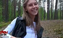 Attractive model sucks cock in designer clothes