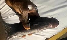 Jerking off while staring at my ebony girlfriend's stunning body, damn she's hot.