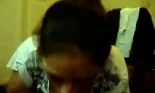 pretty babe sucks ebony dick like it's filled with chocolate in pov, swallowing cum in mouth