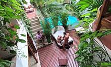 I'm meeting Elisa Sanches for my first big tits scene with Hector Vanille.