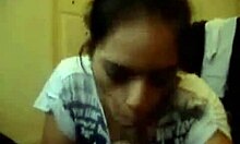 pretty babe sucks ebony dick like it's filled with chocolate in pov, swallowing cum in mouth