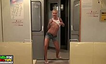 adventurous ex girlfriend flashes her cute tits in public while on the train
