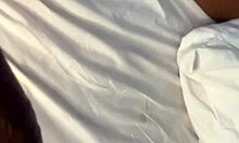 Jerking off while staring at my ebony girlfriend's stunning body, damn she's hot.