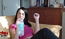 Slutty woman and handsome man engage in fingering and blowjob