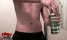 feeling the intense pounding in her butt, the salacious brunette teen moans with pleasure