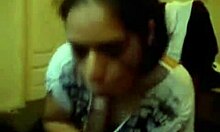 pretty babe sucks ebony dick like it's filled with chocolate in pov, swallowing cum in mouth